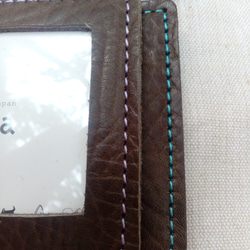 皮革證件套/通行證套（附可伸縮捲線器）#野棕色義大利真皮【訂製】 第4張的照片