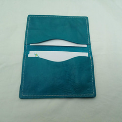 皮革名片夾（2個口袋）#Turquoise真皮[定做] 第3張的照片