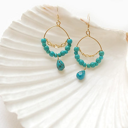 ♡Richbon♡【K14GF】Petit hoop Turquoise Pierces 2枚目の画像