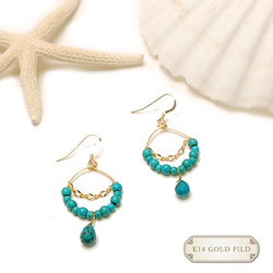 ♡Richbon♡【K14GF】Petit hoop Turquoise Pierces 3枚目の画像