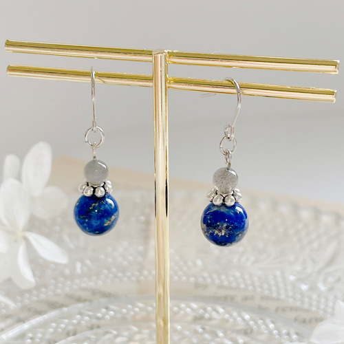 No.101◆天然石ピアス♡天然無着色ラピスラズリAAA♡ワイヤーラップ♡薔薇 d9cbe28e1e548f633e8702afee1ca6