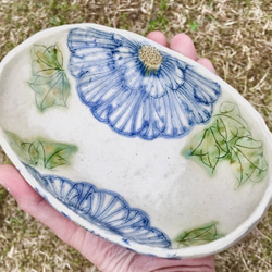 舞牡丹　楕円鉢　（緑） 9枚目の画像