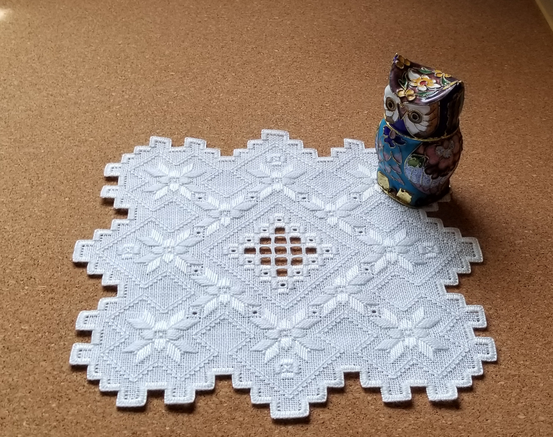 ヴィンテージ 北欧ハーダンガー/ヒデボ 白糸刺繍 ドローンワーク