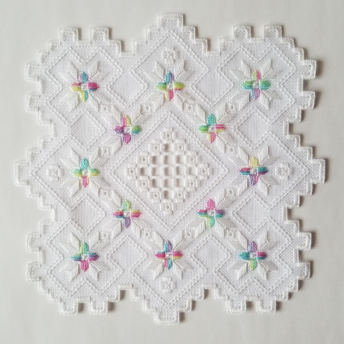 アンティークノルウェー ハーダンガーレース刺繍 北欧ドイリー 大小ペアセット アンティークノルウェー ハーダンガーレース刺繍 北欧ドイリー