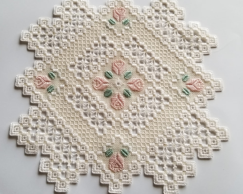 アンティークノルウェー ハーダンガーレース刺繍 北欧ドイリー 大小ペアセット 北欧ハーダンガー刺繍 テーブルリネン 手刺繍 ドイリー