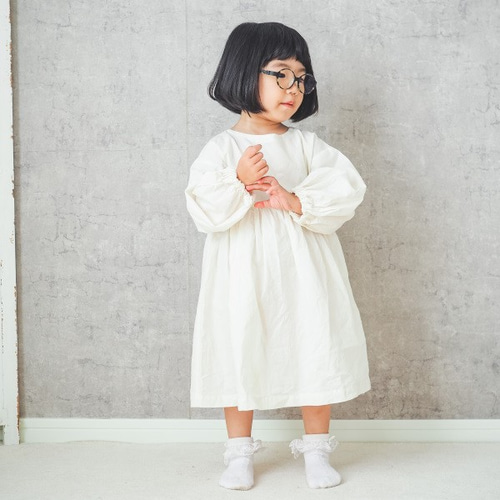 ハンドメイド　ぽわん袖ワンピース　半袖　100cm ぽわん袖ワンピース 100サイズ | milimili