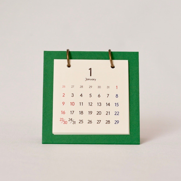 【6月始まり追加】2023 卓上ミニカレンダー グリーン 2枚目の画像