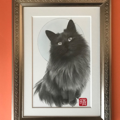 イラスト原画 「見上げる猫」