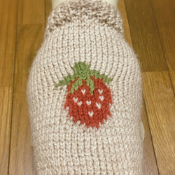 【オーダー可】いちごのセーター（小型犬・猫用/胴回り33）【手編み】 2枚目の画像