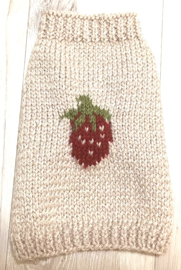 【可訂購】草莓毛衣（適合小型犬/貓/腰圍33）【手工編織】 第3張的照片