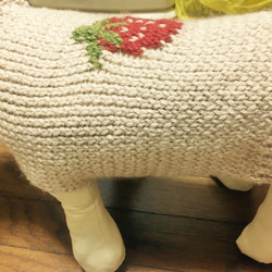 【可訂購】草莓毛衣（適合小型犬/貓/腰圍33）【手工編織】 第5張的照片