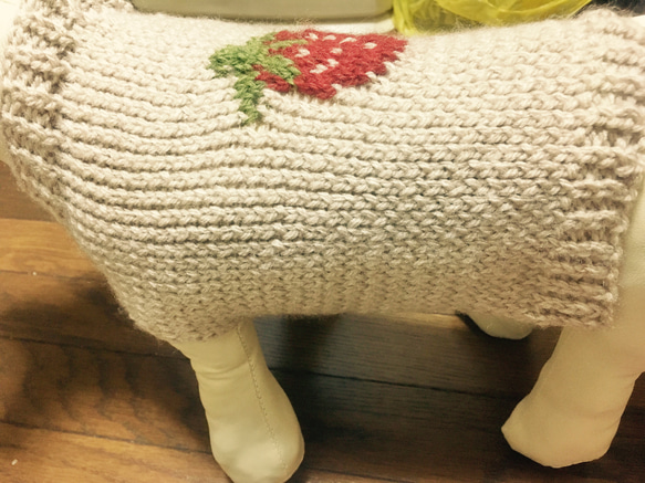 【可訂購】草莓毛衣（適合小型犬/貓/腰圍33）【手工編織】 第5張的照片