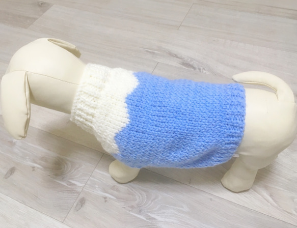 [オーダー可] 富士山のセーター（小型犬用・胴回り35）【手編み】 2枚目の画像