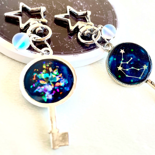 アルコールインクアート　星座　キーホルダー　セット売り アルコールインクアート＊キーリング | Orsetto.Kana.Art