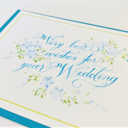 手書きカリグラフィーギフトカード　ご結婚祝い　ブルー系 2枚目の画像