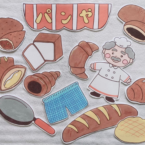 八百屋のお店 パン屋のお店 パネルシアター ハンドメイド ガイドつき 2