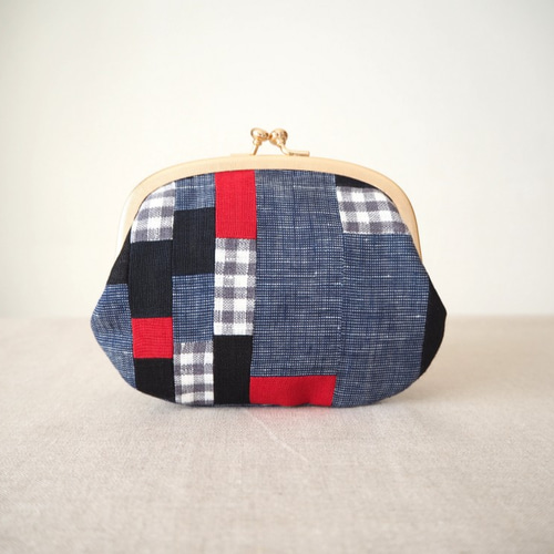 リネンパッチワークがま口 がま口 apricot 通販 11943063｜Creema