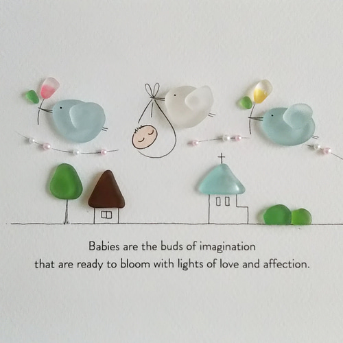 シーグラスアート「コウノトリ」 その他アート ゆきみ工房 通販