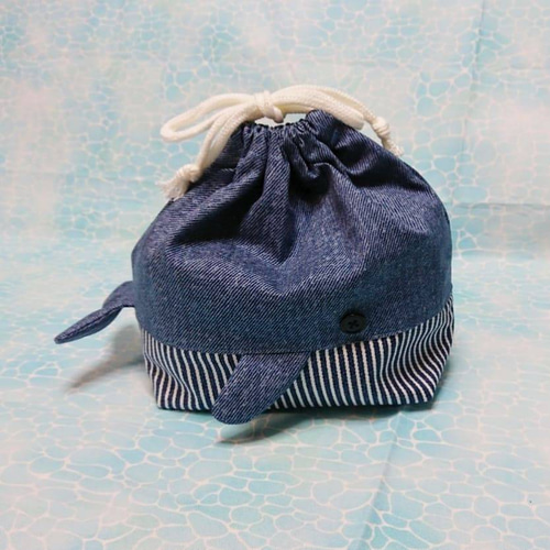 くじら☆ストライプ ランチョンマット コップ袋 お弁当袋 ハンドメイド