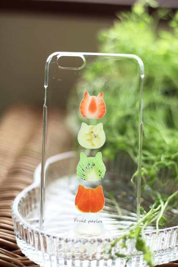 名入可【全機種対応】妖精のCat fruits スマホケース　スマホカバー　クリア　ハードケース　iPhoneケース 4枚目の画像
