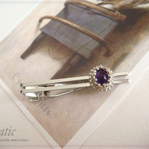 アメジストのビーズフレーミングネクタイピン タイピン・カフス