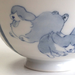 S様専用ページ：藍色のふわっと軽いお茶碗「八重桜とコーギー犬」 6枚目の画像
