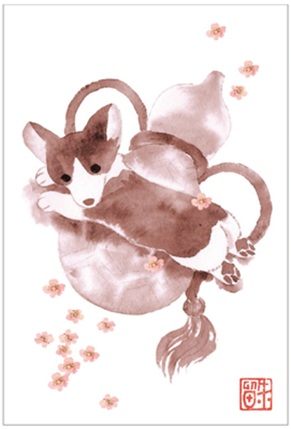 ポストカード「瓢箪と桜」（４枚入） 1枚目の画像