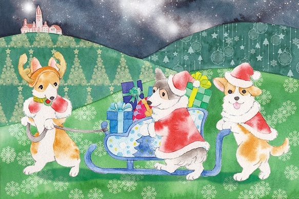ポストカード「クリスマスのお手伝い」（４枚入） 1枚目の画像