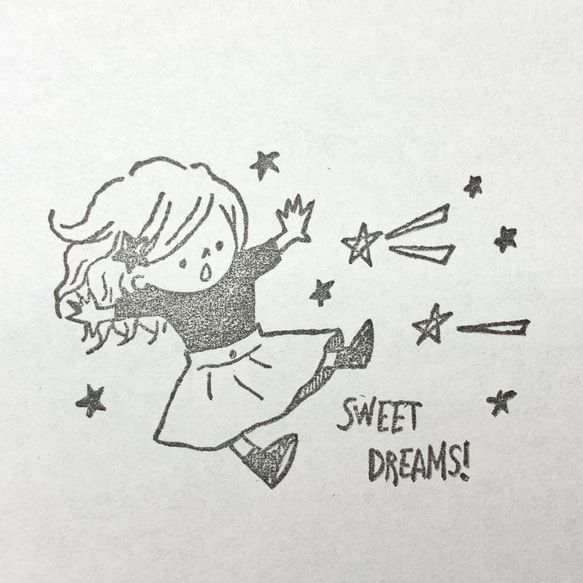 星と女の子の【SWEET DREAMS!】はんこ★消しゴムはんこ 2枚目の画像
