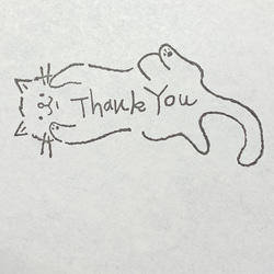 ::受注製作::ねそべりへそ天ねこの【Thank You】はんこ★消しゴムはんこ 2枚目の画像