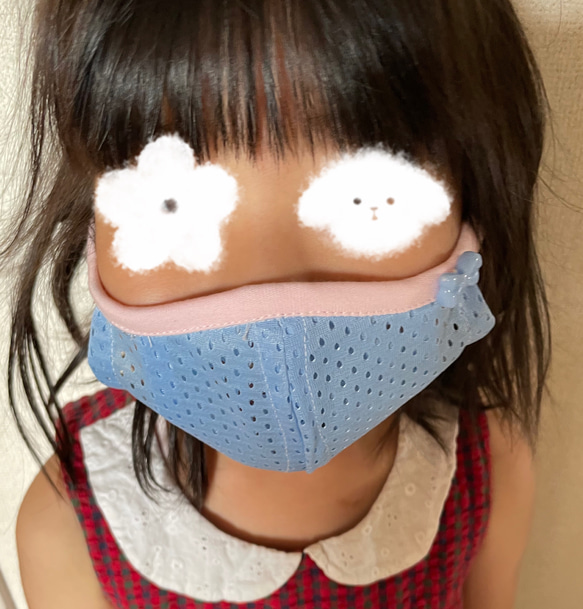 息がしやすいメッシュマスク　子ども用　スポーツマスク　夏マスク　【大きい穴生地】 3枚目の画像