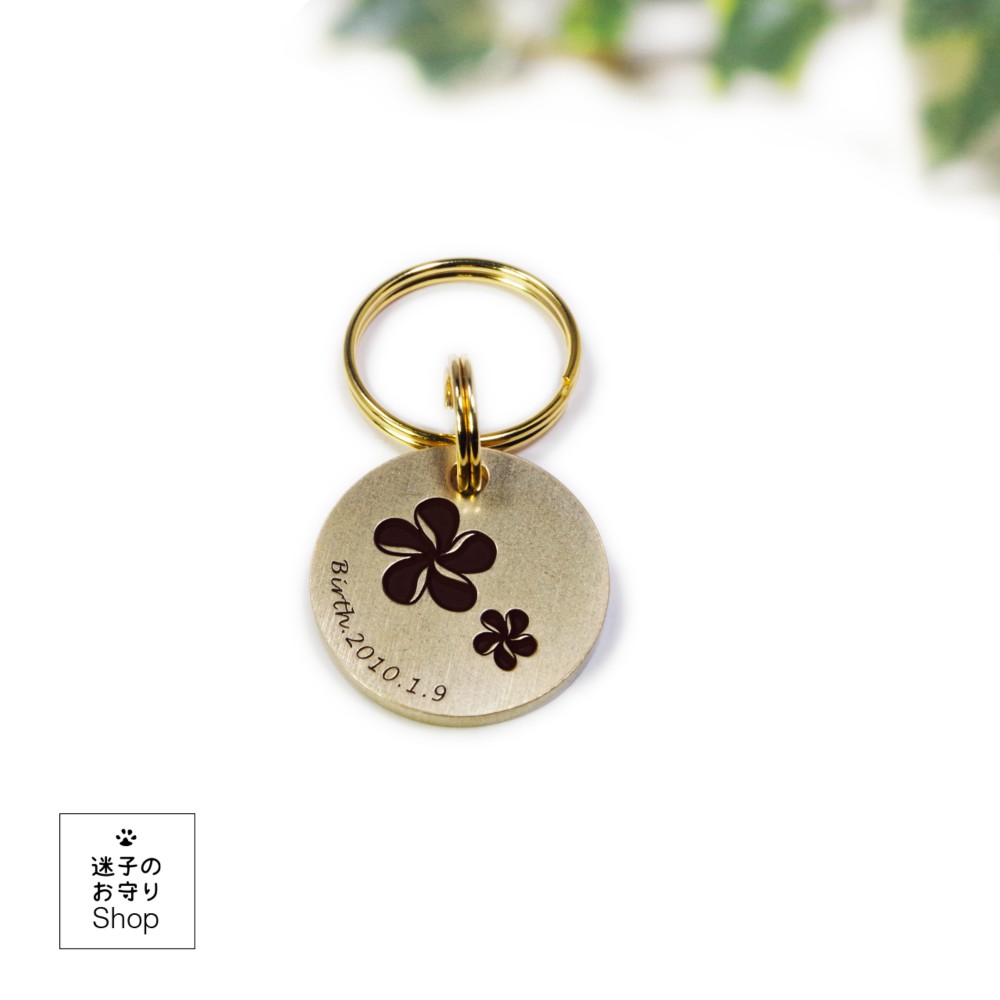 犬の真鍮迷子札 プルメリア Deep Engraving