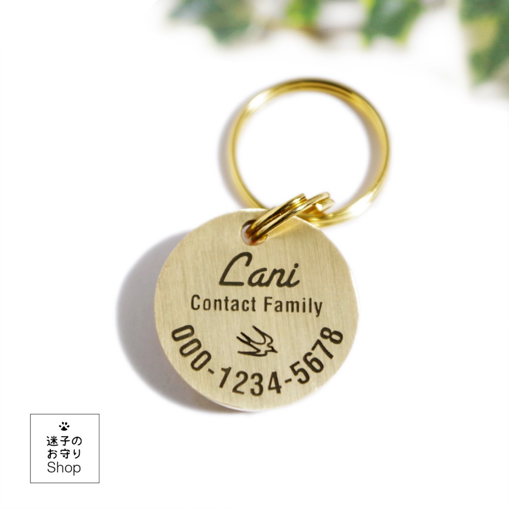 犬の真鍮迷子札 プルメリア Deep Engraving