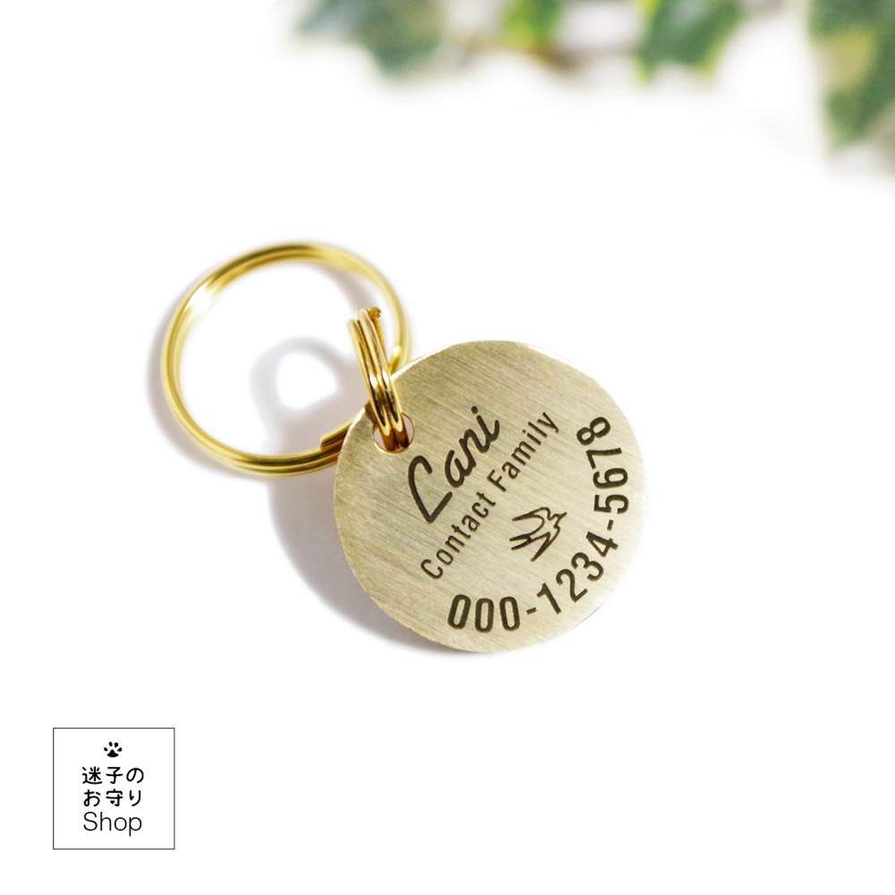 犬の真鍮迷子札 プルメリア Deep Engraving