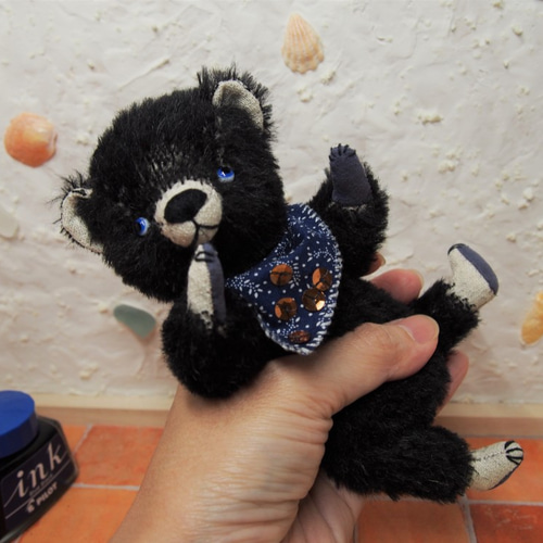 定形外送料無料】クセの強い黒クマくん テディベア ぬいぐるみ