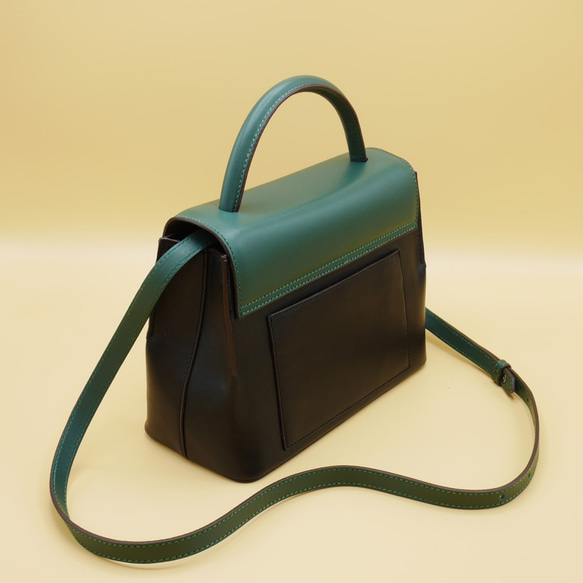 Cable Handbag in Pine Green Nappa Leather 6枚目の画像