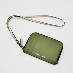 Flat Wallet in Olive Green Nappa Leather 1枚目の画像