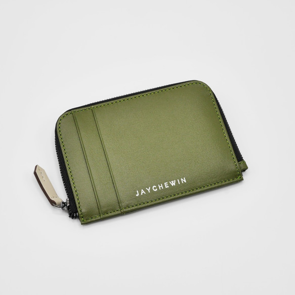 Flat Wallet in Olive Green Nappa Leather 3枚目の画像