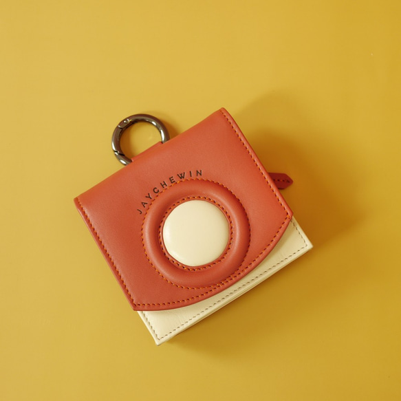 Hello Mini Wallet in Salmon Orange Leather 3枚目の画像