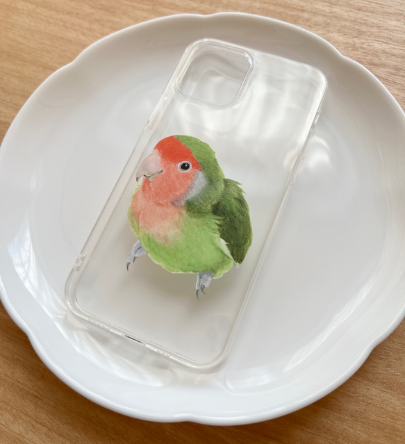 p-jet　コザクラインコ　ノーマル　（ TPUソフト　クリア　スマホケース  iPhone 15 ） / 鳥 インコ 2枚目の画像