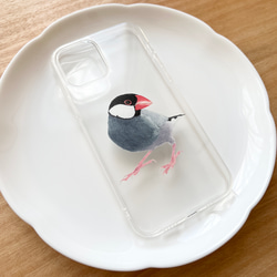 p-jet　文鳥　（ TPUソフト　クリア　スマホケース  iPhone ） / 鳥 桜文鳥  iPhone15 2枚目の画像