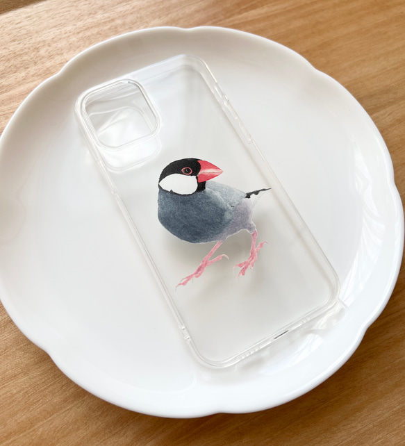 p-jet　文鳥　（ TPUソフト　クリア　スマホケース  iPhone ） / 鳥 桜文鳥  iPhone15 2枚目の画像