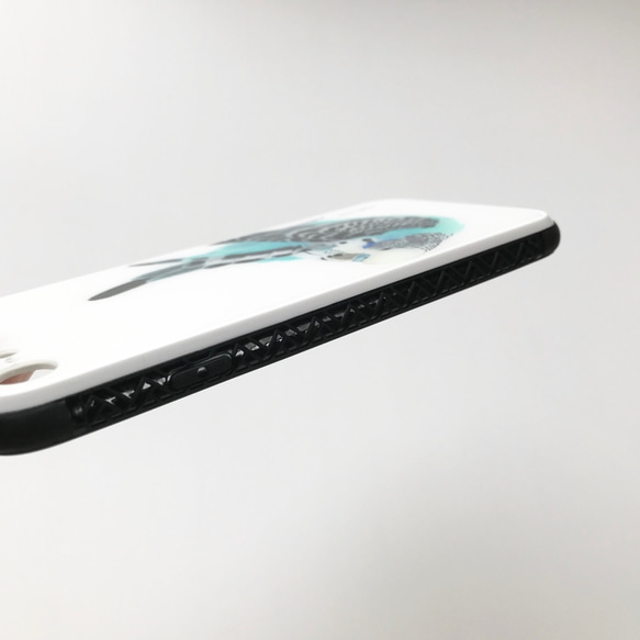 p-jet　青いセキセイインコ　強化ガラス　スマホケース　/　iPhone　iPhone15    /  鳥 インコ 7枚目の画像