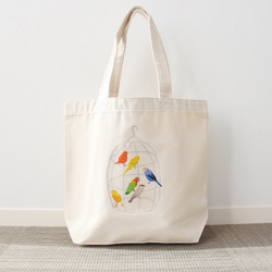 折り紙刺繍トートバッグ 折り鶴・紙飛行機 内ポケット付き