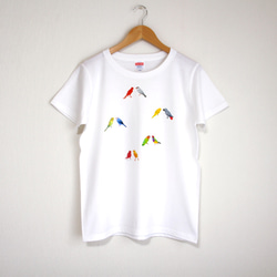 p-jet　小鳥のお話し Tシャツ　（　セキセイインコ　文鳥　ボタンインコ　ヨウム　）　 /  鳥 インコ 4枚目の画像