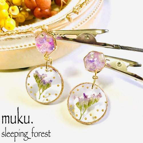 ✴︎エミールの標本ピアス✴︎ レジン ドライフラワー クラシカル