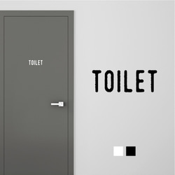 【再剥離可】TOILET ドア サインステッカー │トイレ用 選べる白黒2色展開 1枚目の画像