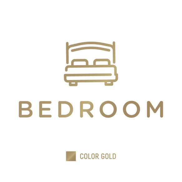 【賃貸でも】BEDROOMドア サインステッカー ダブルベッド │寝室用 スタイリッシュアイコン 4色展開 3枚目の画像