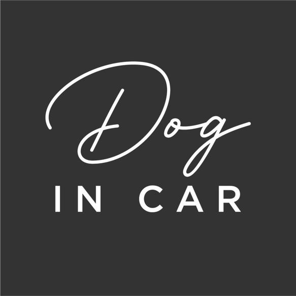 【車用】Dog in car カッティングステッカー │ 筆記体タイプ 白黒２色展開 3枚目の画像