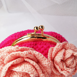 バラのがま口　レース編み　ベビーピンク　エレガント　スワロフスキ‐　バラ好きな方向け　プレゼントに最適　コロンコロン 10枚目の画像